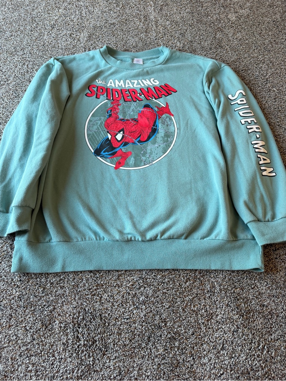 Marvel Amazing Spider-Man Graphic Crewneck Sweatshirt Teal Women's XL